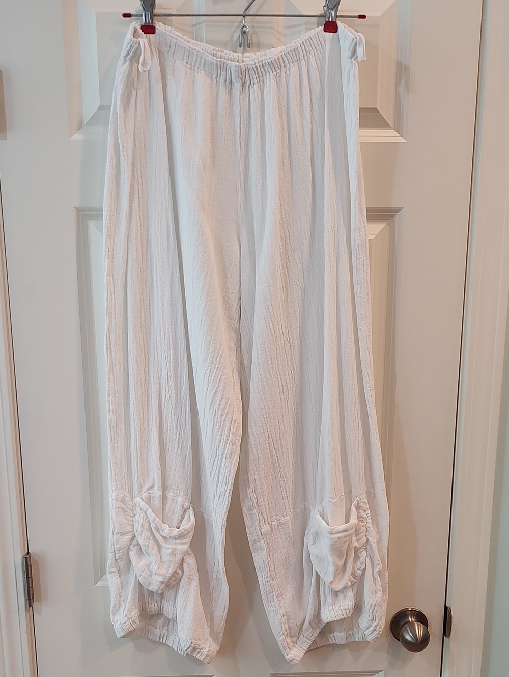 Oh My Gauze! White Cotton Wide-Leg Drawstring Pants